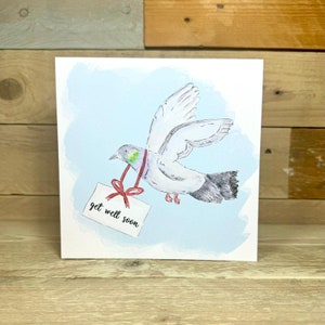 carte personnalisée Pigeon Guérir de <br> Profitez-en ! pigeon voyageur, carte de rétablissement bientôt pour lui, pour ami, jolie carte de rétablissement