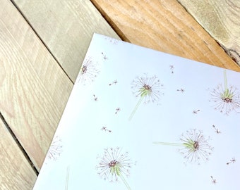 Dandelion Wrapping Paper | wedding wrapping paper, floral wrapping paper, birthday wrapping paper, recyclable wrapping paper, for her