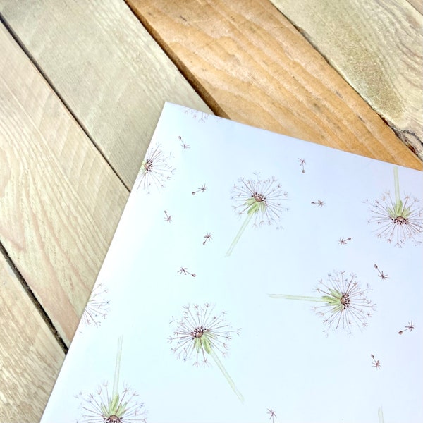 Dandelion Wrapping Paper | wedding wrapping paper, floral wrapping paper, birthday wrapping paper, recyclable wrapping paper, for her