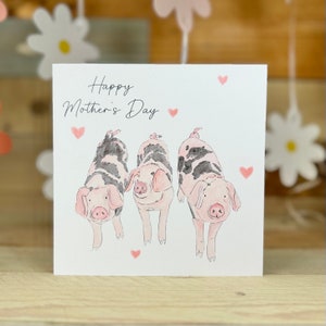 Carte personnalisée pour la fête des mères de style cochon | bonne fête des mères, dimanche des mères, carte de fête des mères cochon, carte de fête des mères faite main, carte de fête des mamans