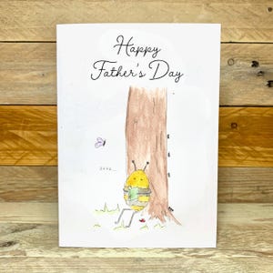 Personalised Bee Father&#39;s Day Card | handmade fathers day card, fathers day card for dad, card for daddy, cute fathers day card,illustration