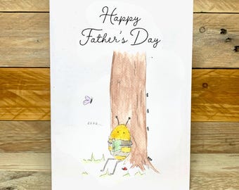 Personalised Bee Father's Day Card | handmade fathers day card, fathers day card for dad, card for daddy, cute fathers day card,illustration