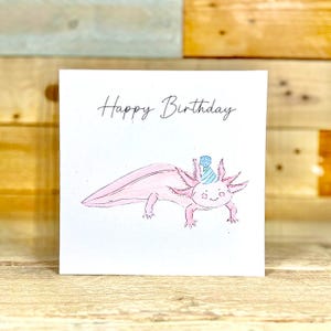 Personalisierte Axolotl Geburtstagskarte | rosa Axolotl, Geburtstagskarten Freund, lustige illustrierte Karte, Geburtstagskarten für Teenager, lustige Karten