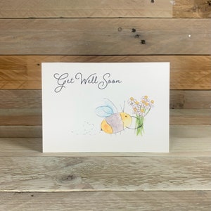 Personalised Get Well Soon Bee and Bouquet Card | Get Well Soon Card | Bee Card | Flowers | Thinking Of You Card | Floral Get Well Soon Card