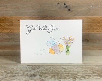 Personalised Get Well Soon Bee Card | feel better soon, speedy recovery, for friend, get better soon card, after operation card, handmade