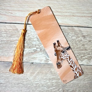 Giraffe Bookmark | metal bookmark, eco-friendly bookmark, aesthetic bookmark, bookmark with tassel, metal page marker, metal tassel bookmark