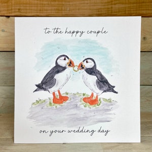 Personalisierte Pip und Lissie die Puffins Hochzeitskarte | Tierische Hochzeitskarten | Einzigartige Hochzeitskarten | Lustige Hochzeitskarten