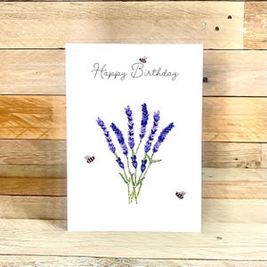 d'anniversaire personnalisée lavande | Anniversaire soeur, anniversaire grand-mère, jolie carte d'anniversaire, carte d'anniversaire d'amis, carte personnalisable