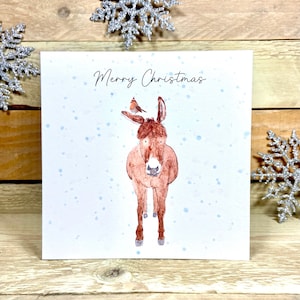 Personalisierte Esel Weihnachtskarte | Weihnachtskarte für Freunde, Illustrierte Weihnachtskarte, Minimalistische Weihnachtskarte, Partner Weihnachtskarte