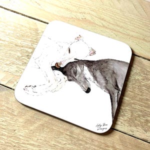 Snuggles Whippet Coaster | cute dog coasters, anniversary gift for couple, his and hers gift, whippet home decor, dog lover coaster
