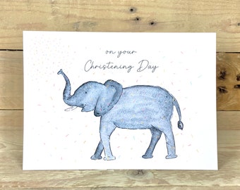 Personalised Elephant Christening Card | christening card, baby christening, card for christening, modern baptism, baptism card, christening