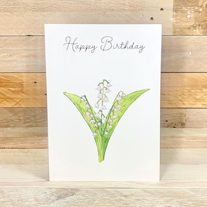 Maiglöckchen Geburtstagskarte personalisiert | Freunde Geburtstagskarten, Natur Blumenkarte, hübsche Karte für Sie, alles Gute zum Geburtstag Mama