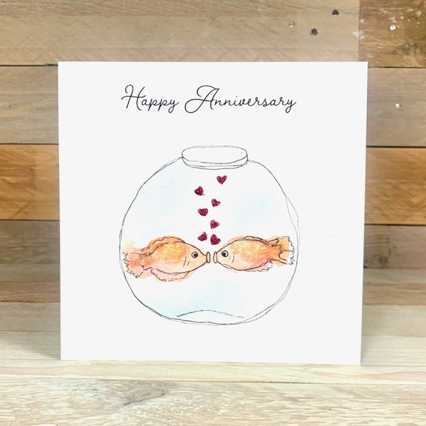 Kissing Gourami Anniversary Card | Fish Anniversary Card | Lovers Card | Celebration Card | Love Card | Cute Anniversary Card