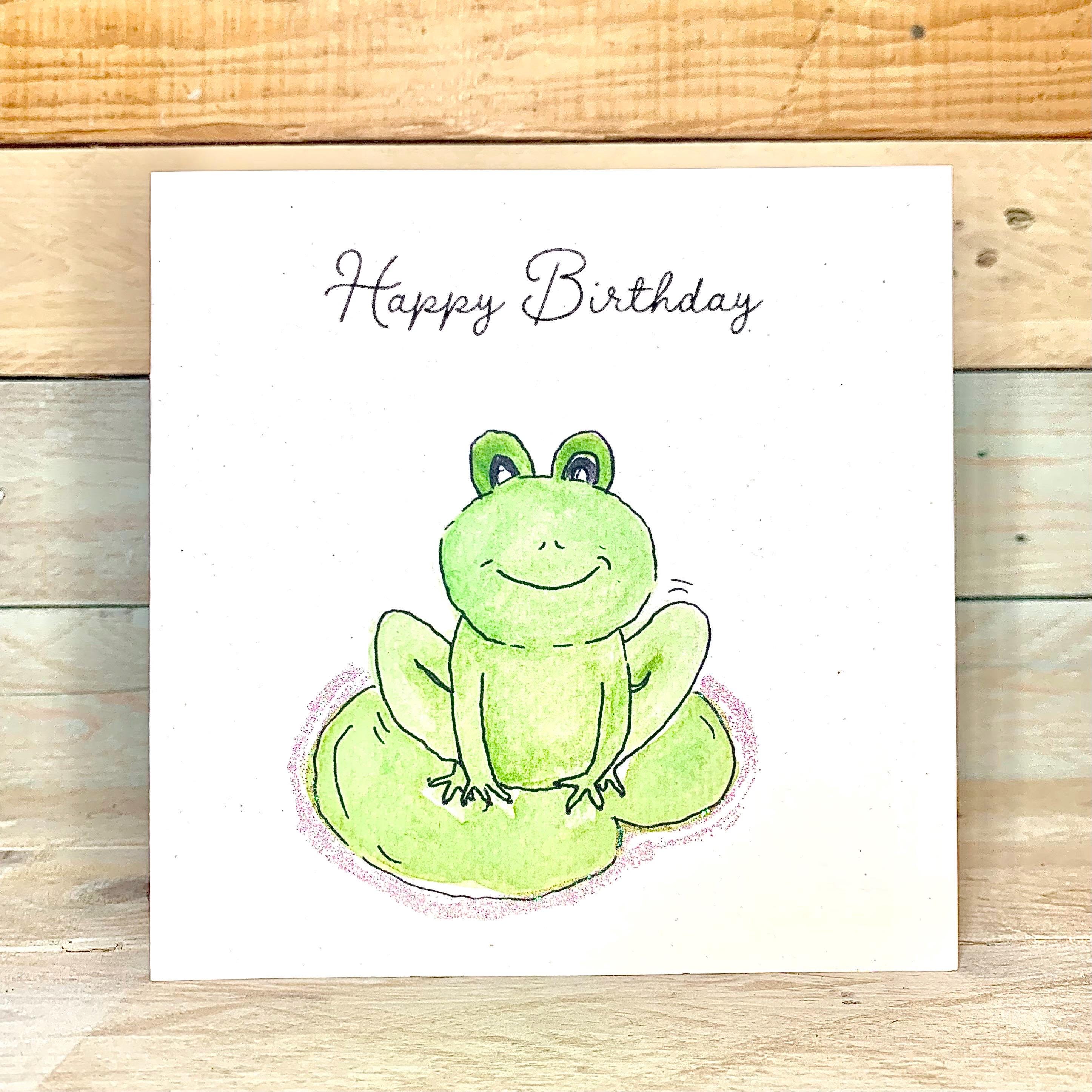 Lustige Frosch-Geburtstagskarte – Baumfrosch-Motiv Mit Partyhüten | Für Kinder & Erwachsene | Inkl. Umschlag