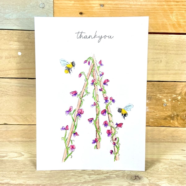 Sweet Pea Thank You Card With Seeds | flower seed card, sweet pea seeds, thank you card, sweet pea cards, thankyou plantable, thank you note