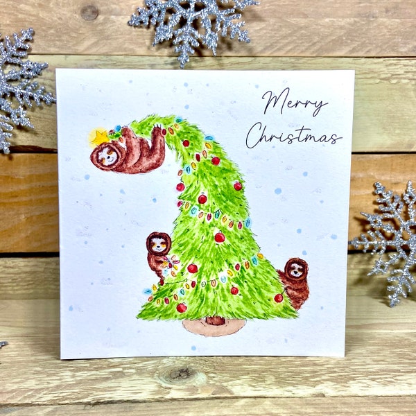 Sloth Christmas Card | for sloth lover, sloth card, Christmas sloth, cute Christmas card, personalised card, sloths