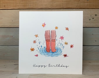 Splish Splash Autumn Birthday Card