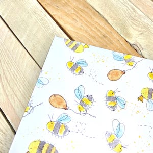 Bee Wrapping Paper | gift wrap for her, fun wrapping paper, individual sheets, bumble bee gift wrap, gift wrap, folded gift wrap, birthday image 1