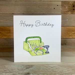 d'anniversaire personnalisée Boîte à outils | Personnalisez la carte d'anniversaire pour lui, les cartes d'anniversaire de petit ami, illustrées à la main, d'anniversaire de frère, de grand-père