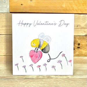 Personalised Bee Valentines Card | handmade card, cute valentine card, valentine greeting card, valentine card for her, classroom valentines