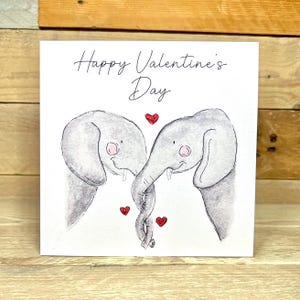 de Saint-Valentin personnalisée éléphant | carte de saint-valentin aquarelle, carte de saint-valentin romantique, carte de saint-valentin mari, carte pour petite amie