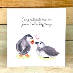 Personalisierte kleine Puffling neue Baby Karte | Neues Baby Karte | Neues Baby Karte | Puffin neues Baby Karte | Niedliche Baby-Tiere | Baby Bird Karten