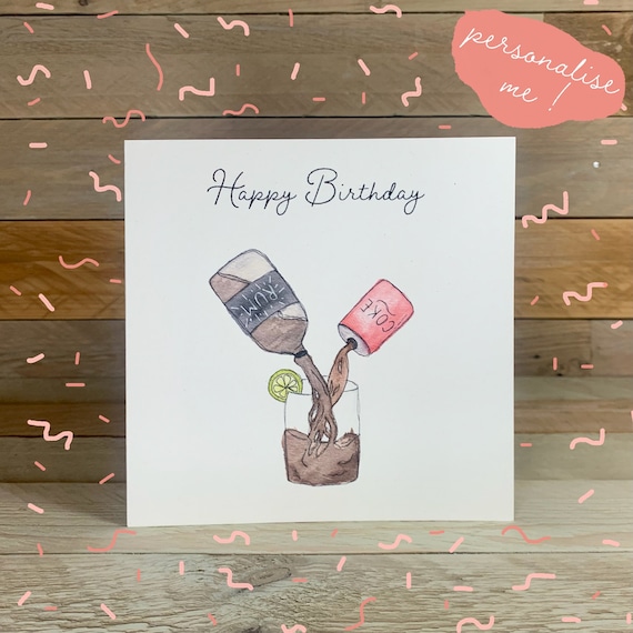 Rum and Coke Birthday Card Mens Birthday Card Alcohol Etsy UK