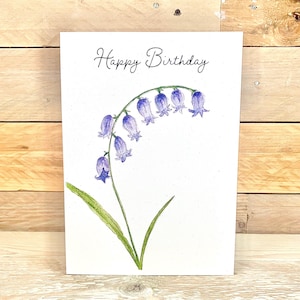 Personalisierte Bluebell Geburtstagskarte | englische Blume, hübsche Karte für Sie, Geburtstagskarte für Freunde, Geburtstagskarte für die Frau, Wildblume, Blumen