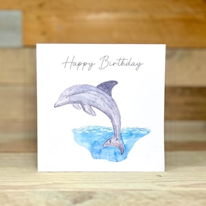 Personalised Dolphin Birthday Card | sea animals, under the sea, happy birthday daughter card, cartoon birthday card, animal birthday cards