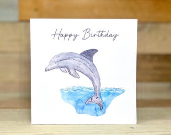 Personalisierte Delphin-Geburtstagskarte | alles Gute zum Geburtstag Tochter Karte, unter dem Meer, alles Gute zum Geburtstag Karte, Cartoon Geburtstagskarte, Tier Geburtstagskarten