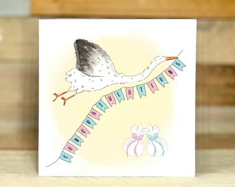 Biglietto Di Auguri Per Nascita In Inglese – Congratulations New Parents, 145x145 Mm, Carta Riciclata 350g/m² Con Busta - 3