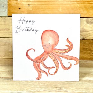 d'anniversaire personnalisée de pieuvre | Jolie carte d'anniversaire, anniversaire d'enfant, petite-fille, carte de 2e anniversaire, carte d'anniversaire de tout-petit, été