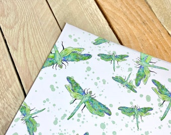 Dragonfly Wrapping Paper, birthday gift wrap, whimsical wrapping paper, mothers day, for her, dragonfly gift wrap, unique wrapping paper
