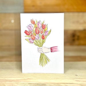 Tulpen Blanko Notizzettel | leere Grußkarte mit Umschlägen, kleine Grußkarte, Beileidskarte, botanische Grußkarte, Blumengrußkarte, Freundschaftskarte