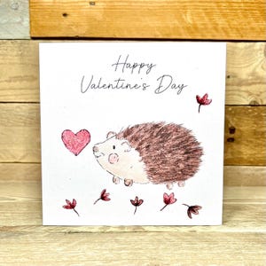 carte de Saint-Valentin personnalisée en forme de hérisson | carte de voeux hérisson, animaux des bois, petite amie, illustration, carte de saint-valentin, cartes mignonnes