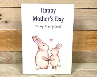Personalised Bunny Mother's Day Card | mothers day card from daughter, rabbit mothers day card, best mum card, mothering sunday