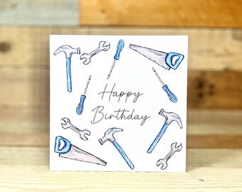 Personalised Tools Birthday Card | handmade birthday card for husband, male birthday card, handyman cards, construction birthday card
