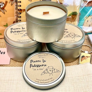 Croissant Scented Candle | warm scanted candle, bakery candle, french class teacher gift, french themed birthday gift, croissant lover, tin