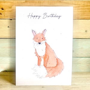 Personalised Cute Fox Birthday Card | fox greetings card, hand illustrated, woodland animal, forest animals, friends birthday card