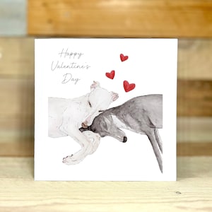 Personalised Whippets Cuddling Valentines Card | sighthound card, dog valentine card, whippet love card, dog valentines day, greyhound
