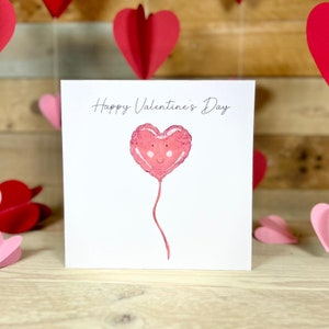 Personalisierte Herz Ballon Valentinstag Karte | süße Valentinstagskarte, Valentinstagskarte, romantische Valentinstagskarte, Liebesgruß, Liebeskarte