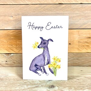 de Pâques personnalisée Whippet | carte de voeux de printemps, fleurs de printemps, carte de voeux whippet, carte de voeux de Pâques, carte pour un ami, chien