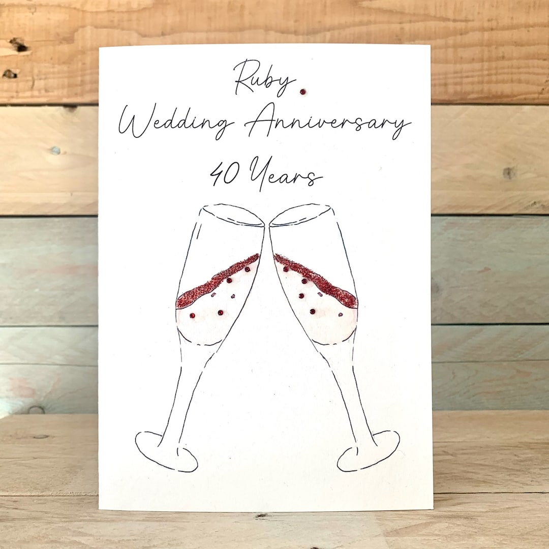 Personalised Ruby Wedding Anniversary Card | 40 Years, Red Anniversary ...