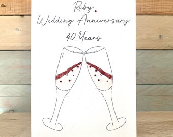 Ruby 40th Wedding Anniversary Personalised Card for 40th 50th 60th ...
