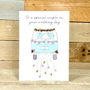 Campervan Hochzeitskarte | Flitterwochen, Hochzeitstag, Camper Van, Hochzeitskarte, Hochzeitsauto, frisch verheiratet, Hochzeitsabenteuer