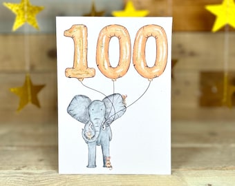 Personalisierte 100 Geburtstagskarte | runder Geburtstag, 100 Jahre alter Geburtstag, Alles Gute zum Geburtstag Ballon, 100 Jahre alt, einzigartiger individueller Name