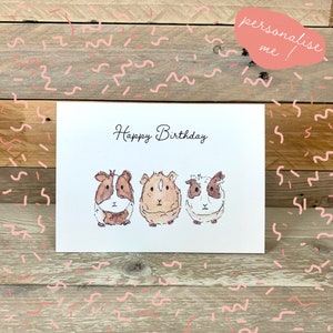 Personalisierte Meerschweinchen Geburtstagskarte | Kinderkarten | | Meerschweinchen Karten | Schweinchen Karten | Kinder-Geburtstagskarten