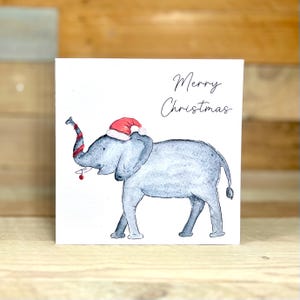 Personalisierte Elefant Weihnachtskarte | Weihnachtskarte, Aquarell Weihnachtskarten, Lustige Weihnachtskarte, Weihnachtskarte für Freund