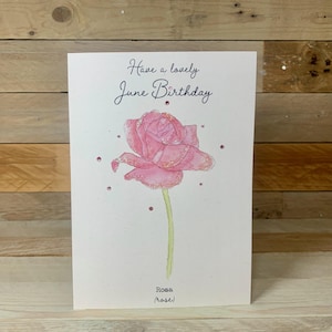d'anniversaire personnalisée de juin | fleur de naissance, carte d'anniversaire rose, carte d'anniversaire besties, carte d'anniversaire de maman, anniversaire de juin, carte de fleur