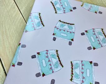 Camper Wrapping Paper | wrapping paper sheets, happy camper, camping lover, camper van gifts, camping gift wrap, birthday wrapping paper